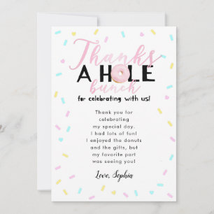 Thanks A Whole Bunch Donut Theme Birthday Party Thank You Card