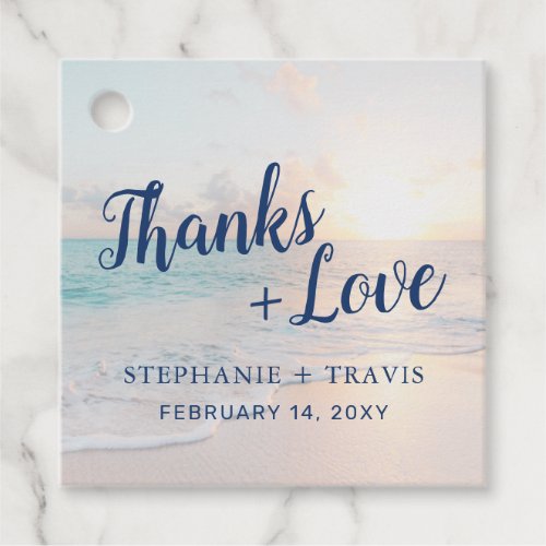 Thanks and Love Beach Sunset Thank You Favor Tags