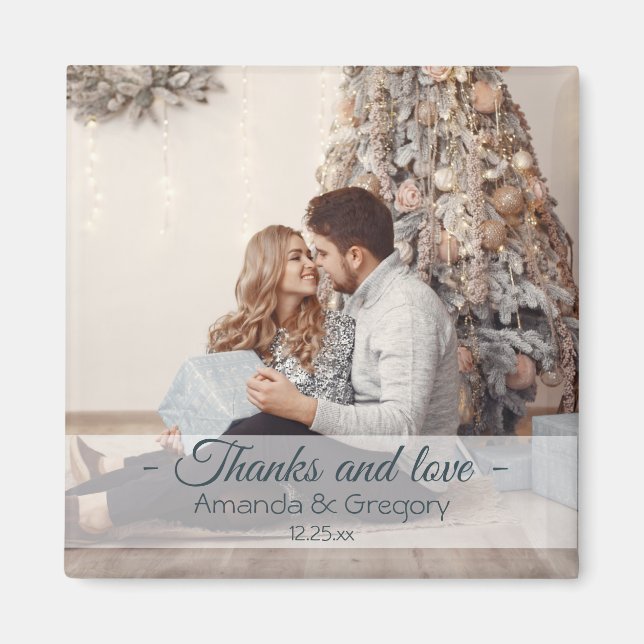 Thanks and love Christmas wedding photo favor Magnet (Front)