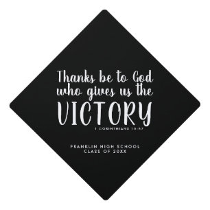 Thanks and Victory Scripture Graduation Graduation Cap Topper