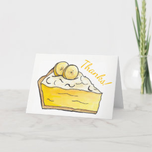 Thanks! Banana Cream Pie Slice Dessert Foodie Food Letterpress Thank You Card