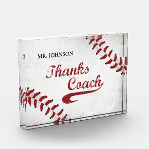 Thanks Baseball Coach Large Grunge Baseball Acrylic Award