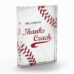 Thanks Baseball Coach Large Grunge Baseball Award