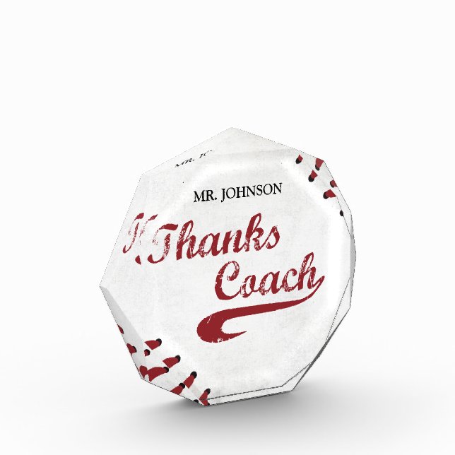 Thanks Baseball Coach Large Grunge Baseball Award (Left)