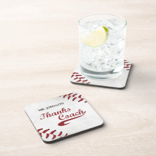 Thanks Baseball Coach Large Grunge Baseball Beverage Coaster