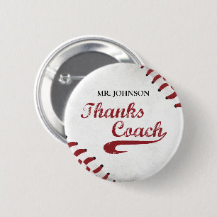 Thanks Baseball Coach Large Grunge Baseball Button