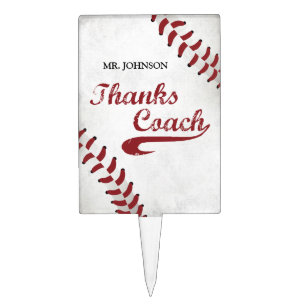 Thanks Baseball Coach Large Grunge Baseball Cake Topper