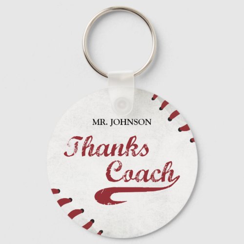 Thanks Baseball Coach Large Grunge Baseball Keychain