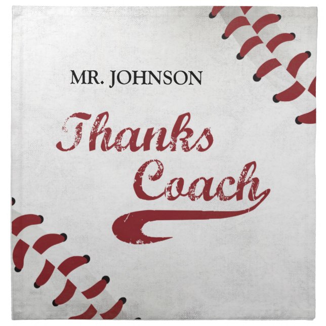 Thanks Baseball Coach Large Grunge Baseball Napkin (Front)