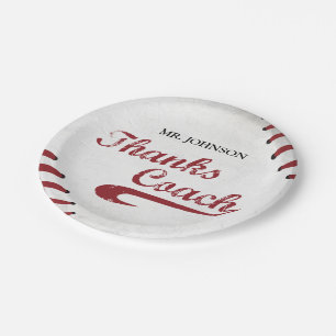 Thanks Baseball Coach Large Grunge Baseball Paper Plates
