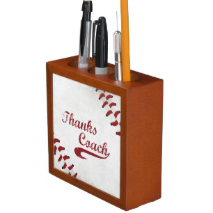 Thanks Baseball Coach Large Grunge Baseball Pencil Holder