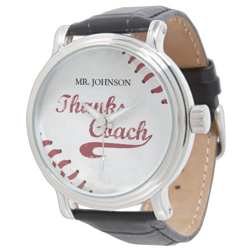 Thanks Baseball Coach Large Grunge Baseball Watch