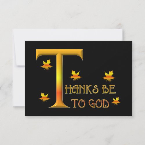 Thanks be to God with Autumn colored leaves Invitation