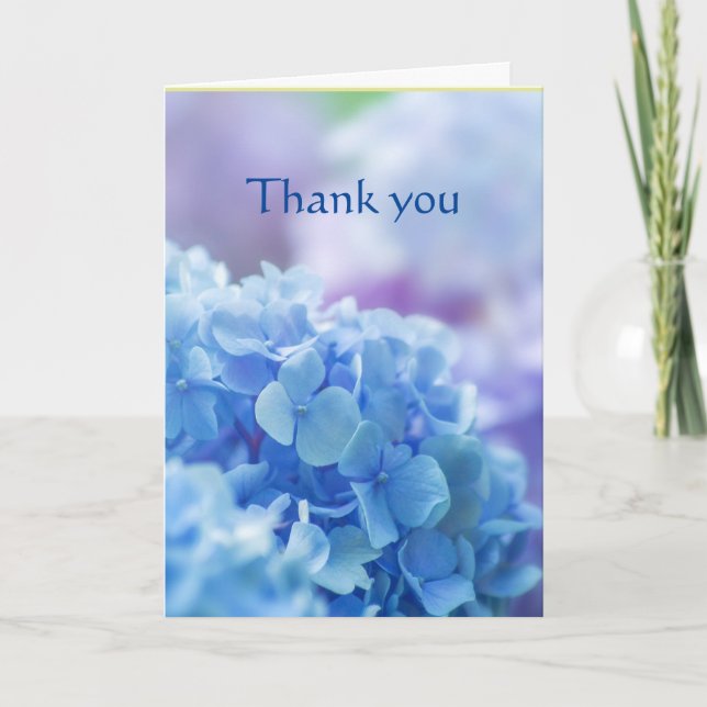 Thanks Beautiful Blue Hydrangea Garden Flowers  Card (Front)