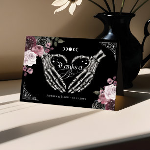 Thanks Boo Gothic Skeleton Hands Heart Baby Shower Letterpress Thank You Card