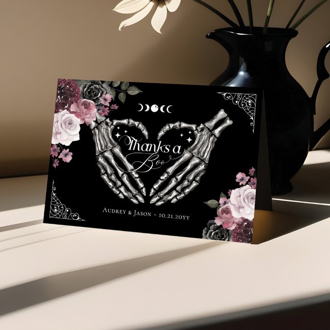 Thanks Boo Gothic Skeleton Hands Heart Baby Shower Thank You Card (Thanks Boo Gothic Skeleton Hands Heart Baby Shower Thank You Card)