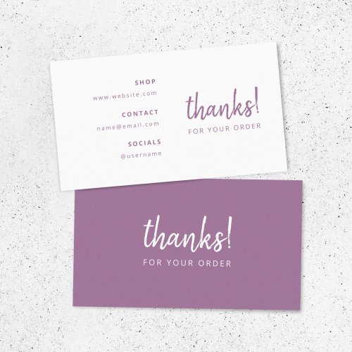 Thanks Business Order  Lilac Purple Insert Card