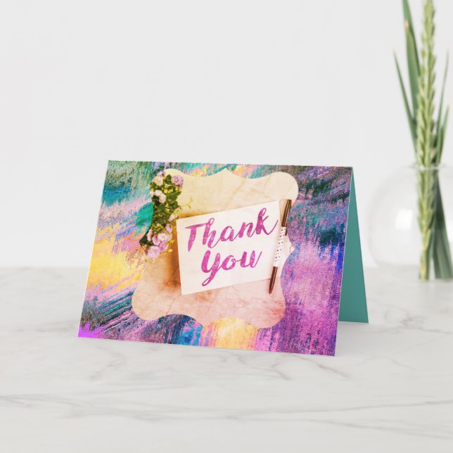 Thanks canvas letterpress thank you card (Front)