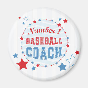 Thanks Coach All-Stars Baseball, Red, Blue Stripes Magnet