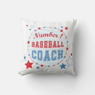 Thanks Coach All-Stars Baseball, Red, Blue Stripes Throw Pillow