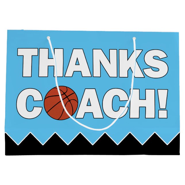 Thanks Coach! Basketball Coaches Sports Team Party Large Gift Bag (Back)