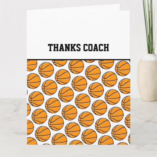 THANKS COACH Basketball Team Orange Black White Card