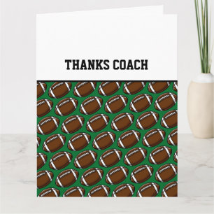 THANKS COACH Football Team Sports Green Brown Fun Card