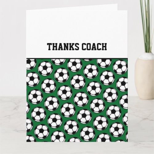 THANKS COACH Soccer Balls Green Black White Card