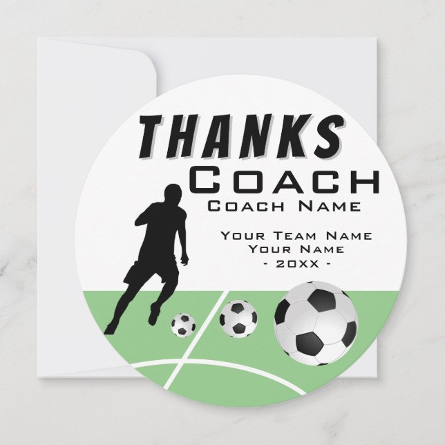 Thanks Coach Soccer Football Player Thank You Card (Front)