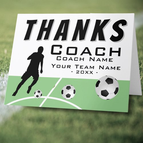 Thanks Coach Soccer Player Big Thank you Card