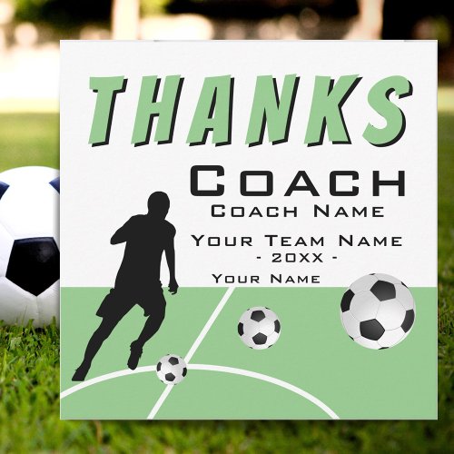 Thanks Coach Soccer Player Extra Size  Thank You Card