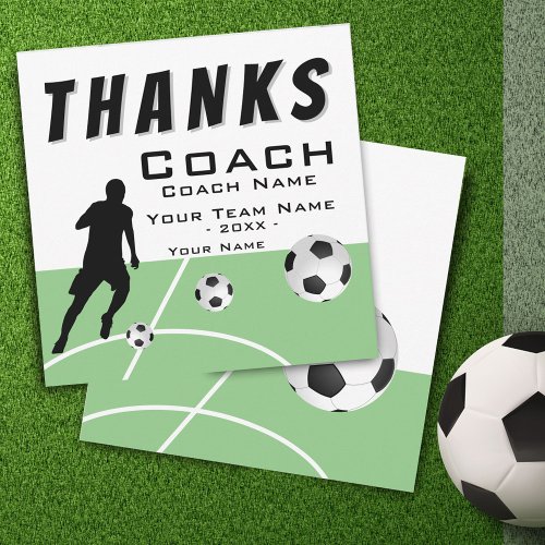 Thanks Coach Soccer Player Extra Size Thank You Card