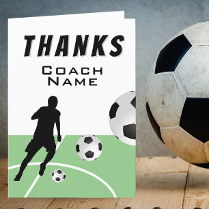 Thanks Coach Soccer Player Soccer Balls Letterpress Thank You Card
