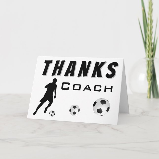 Thanks Coach Soccer Player Thank you Card (Front)
