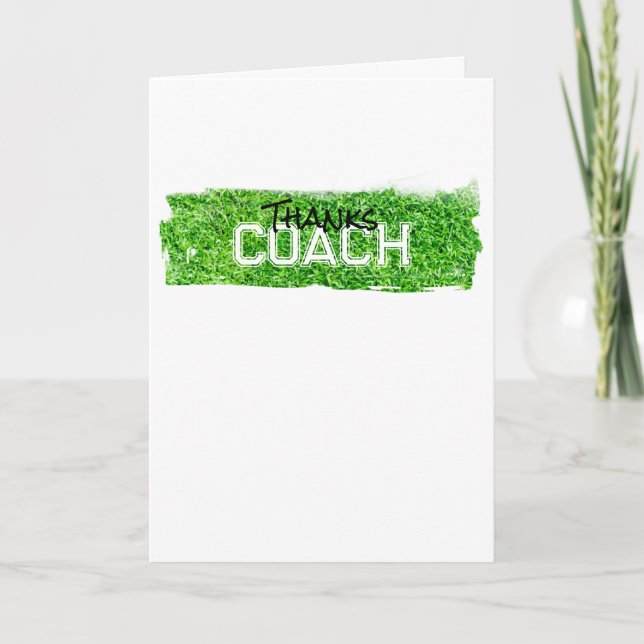 Thanks COACH Turf Team Personalized Sports  Thank You Card (Front)
