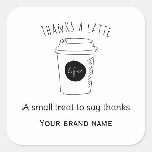 Thanks coffee shop logo square sticker