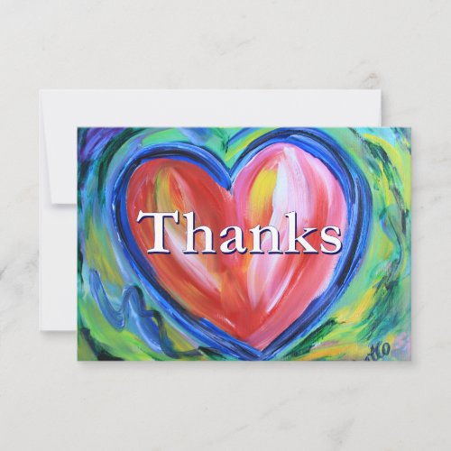 Thanks Colorful Heart Art Note Card