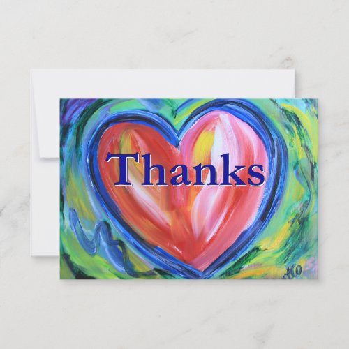Thanks Colorful Heart Art Note Card