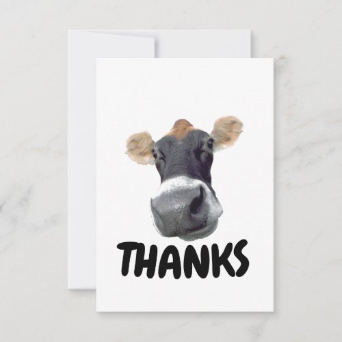 Thanks Cow Face Thank You Card