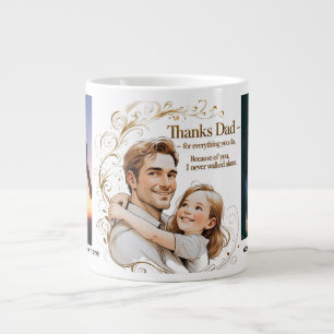 Thanks Dad – Golden Swirls & Love Jumbo Father’s Giant Coffee Mug