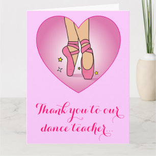 Thanks Dance Teacher Shoes in Heart from Group Letterpress Thank You Card