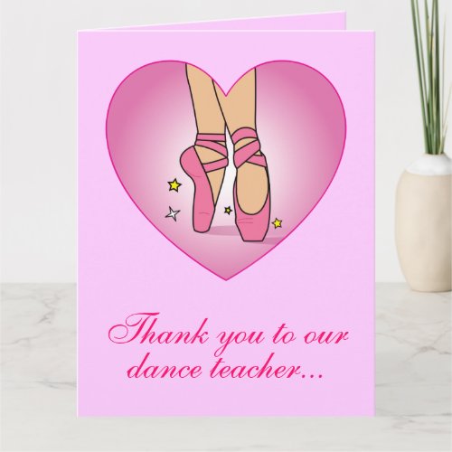 Thanks Dance Teacher Shoes in Heart from Group Thank You Card