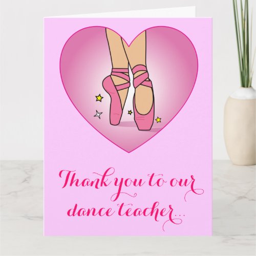 Thanks Dance Teacher Shoes in Heart from Group Thank You Card