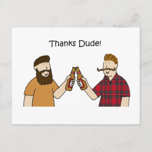 Thanks Dude Funky Hipsters Postcard