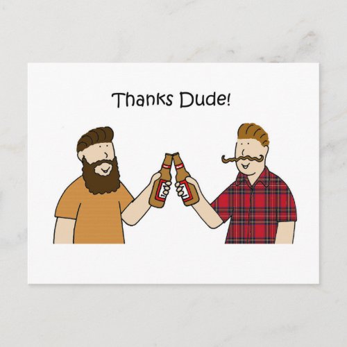 Thanks Dude Funky Hipsters Postcard