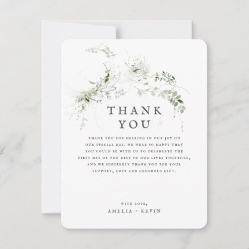 Thanks Elegant Earthy Greenery Watercolor Wedding Thank You Card