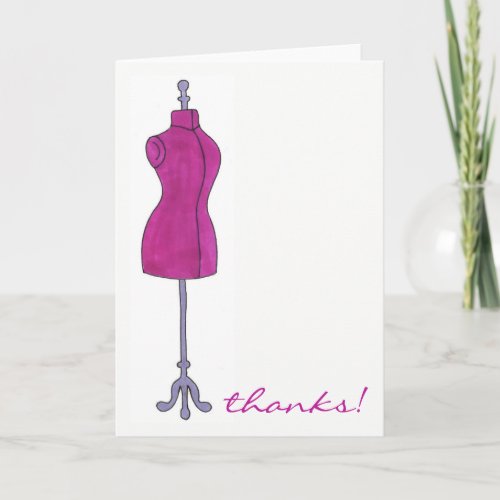 Thanks Fashion Sewing Costume Dressform Mannequin Thank You Card