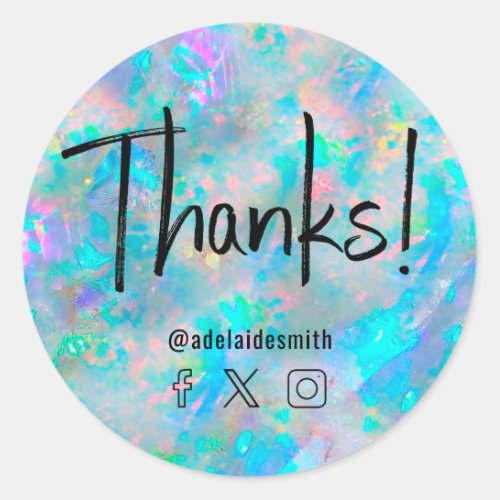 thanks faux holograph opal classic round sticker