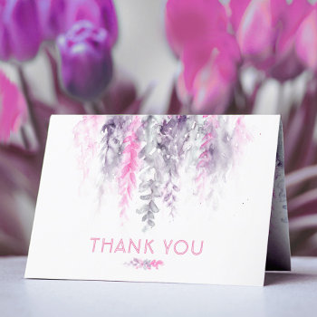 Thanks Floral Abstract Wedding Event Pink Indigo Thank You Card by mylittleedenweddings at Zazzle