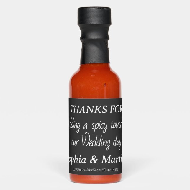 Thanks for Adding Spice to Our Wedding Day Grey Hot Sauces (Front)
